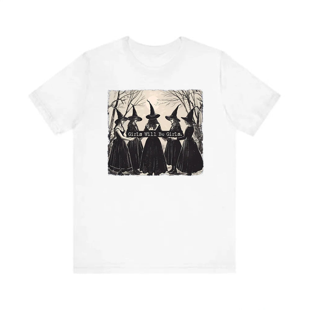 Lit VVitch~ Vintage "Girls Will Be Girls" Witch Shirt/ Halloween Women Vintage Clothes/ Witchy Vibes t-shirts