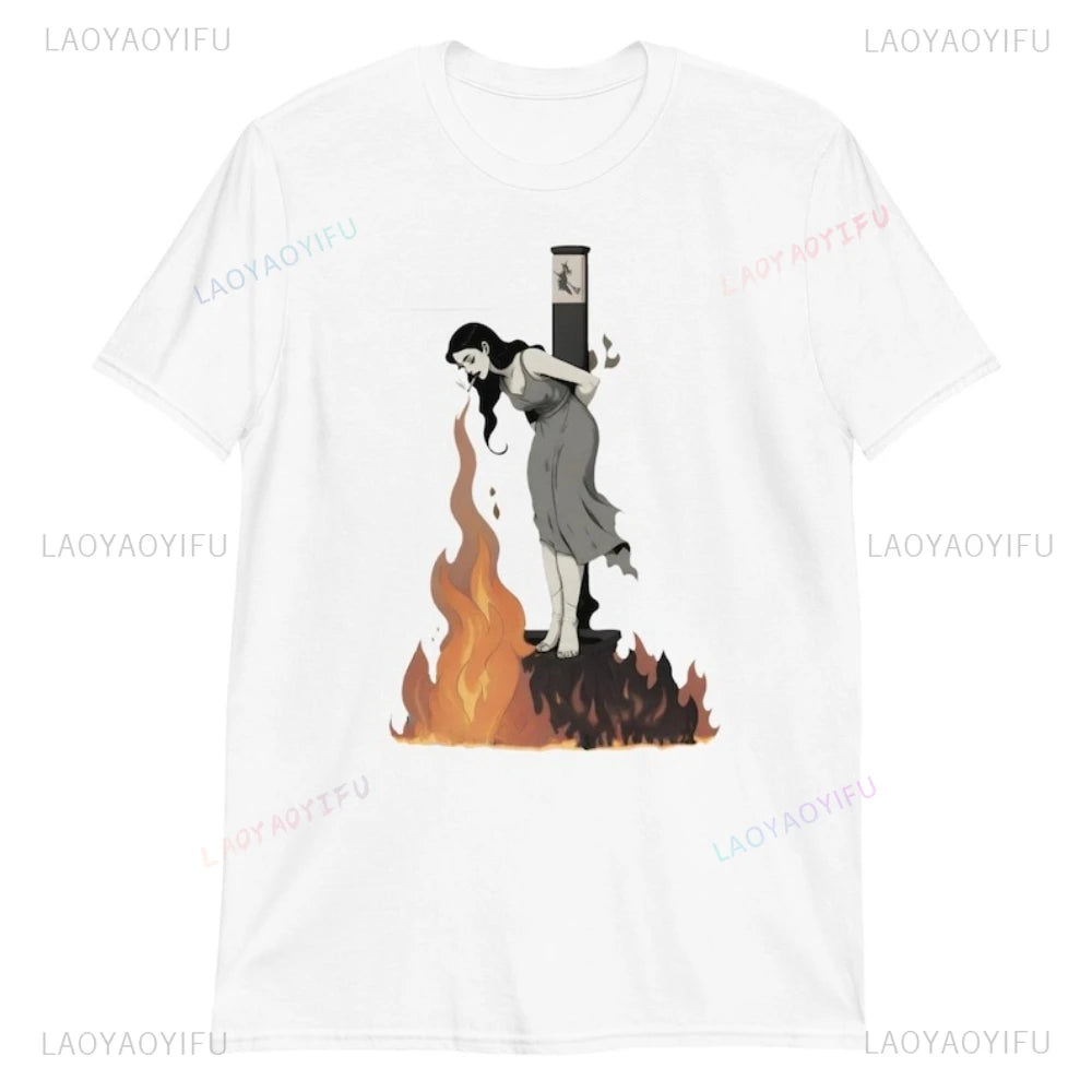 Lit VVitch~ Witch Lighting Cigarette While Burning At The Stake, witchy shirts