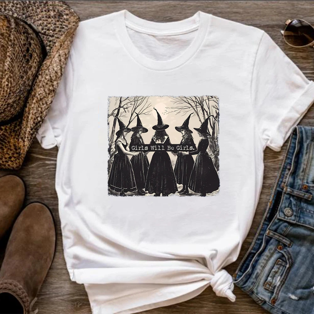 Lit VVitch~ Vintage "Girls Will Be Girls" Witch Shirt/ Halloween Women Vintage Clothes/ Witchy Vibes t-shirts
