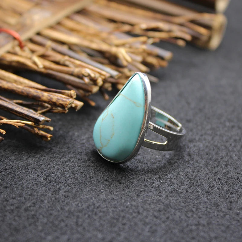 Lit VVitch~ Witchy Rings, Natural Reiki Healing Crystal Stone Rings. Resizable Water Drop Rings
