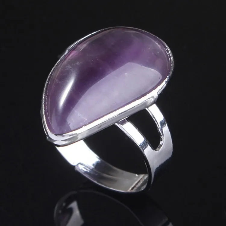 Lit VVitch~ Witchy Rings, Natural Reiki Healing Crystal Stone Rings. Resizable Water Drop Rings
