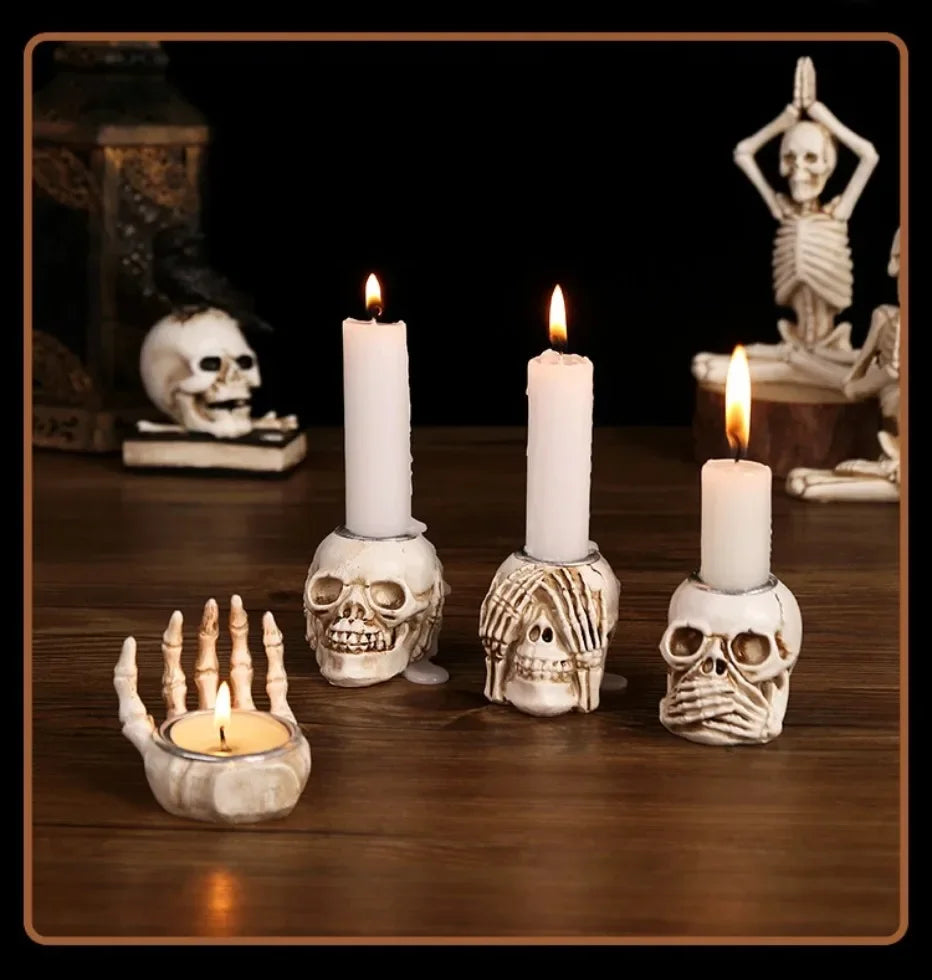 Lit VVitch~ Skull Candle Holders, Candlesticks for Festival, Haunting home decor.