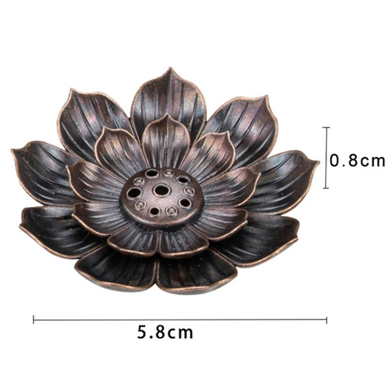 Lit VVitch~ Lotus Flower Incense Tray, 1PC Alloy Incense Burner Stick Holder Plate, Buddhism Lotus Flower