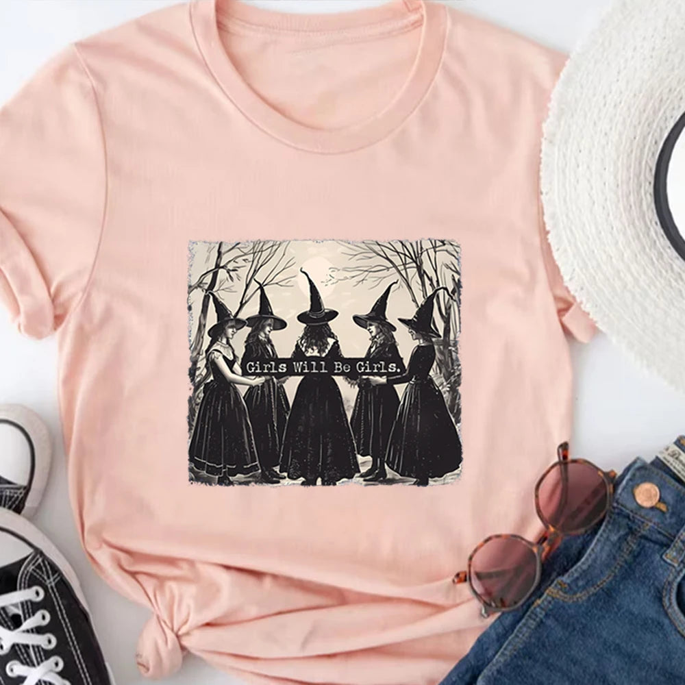 Lit VVitch~ Vintage "Girls Will Be Girls" Witch Shirt/ Halloween Women Vintage Clothes/ Witchy Vibes t-shirts