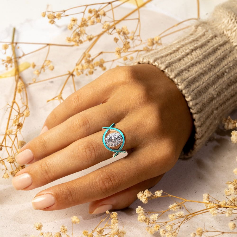 Lit VVitch~ Boho Wave Ring Zirconia Silver color Ring for Women, Witchy Bohemian Jewelry