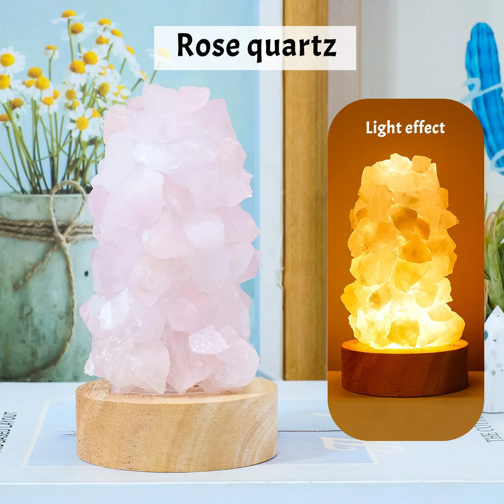 Lit VVitch ~ Crystal Wishing Lamp with Natural Amethyst Raw Stones, witchy Night Light, Crystal lamp