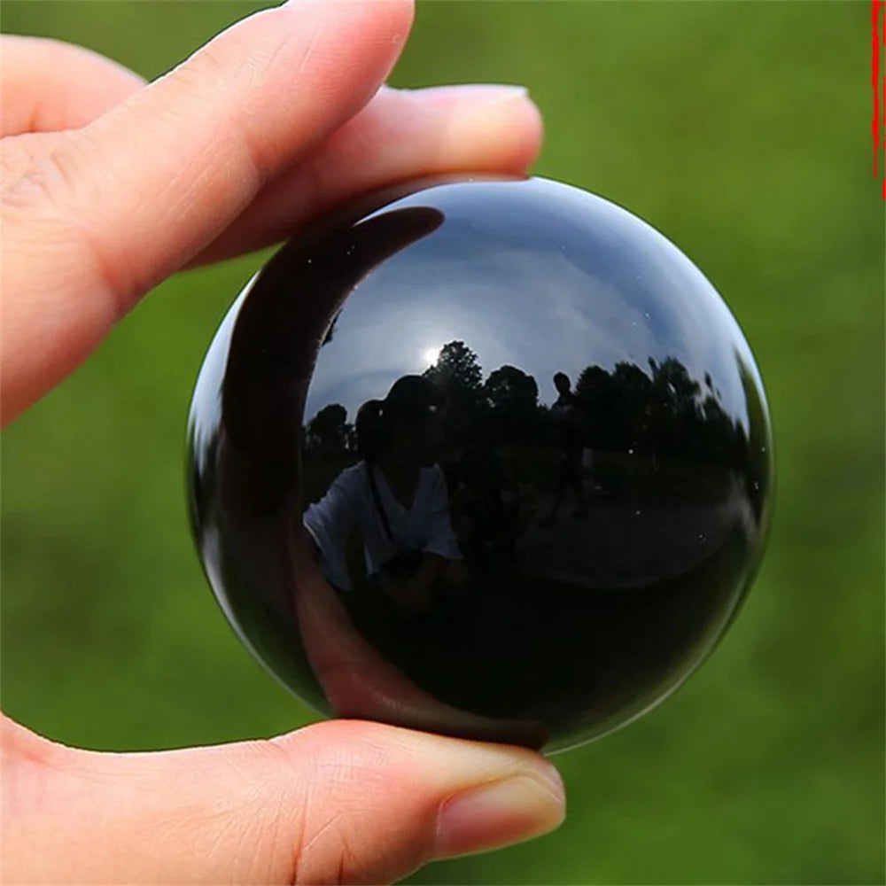 Lit VVitch ~ Crystal Ball, Natural Obsidian, for protection, Home Decor, Crystal Orb Reiki Stone, Without Base