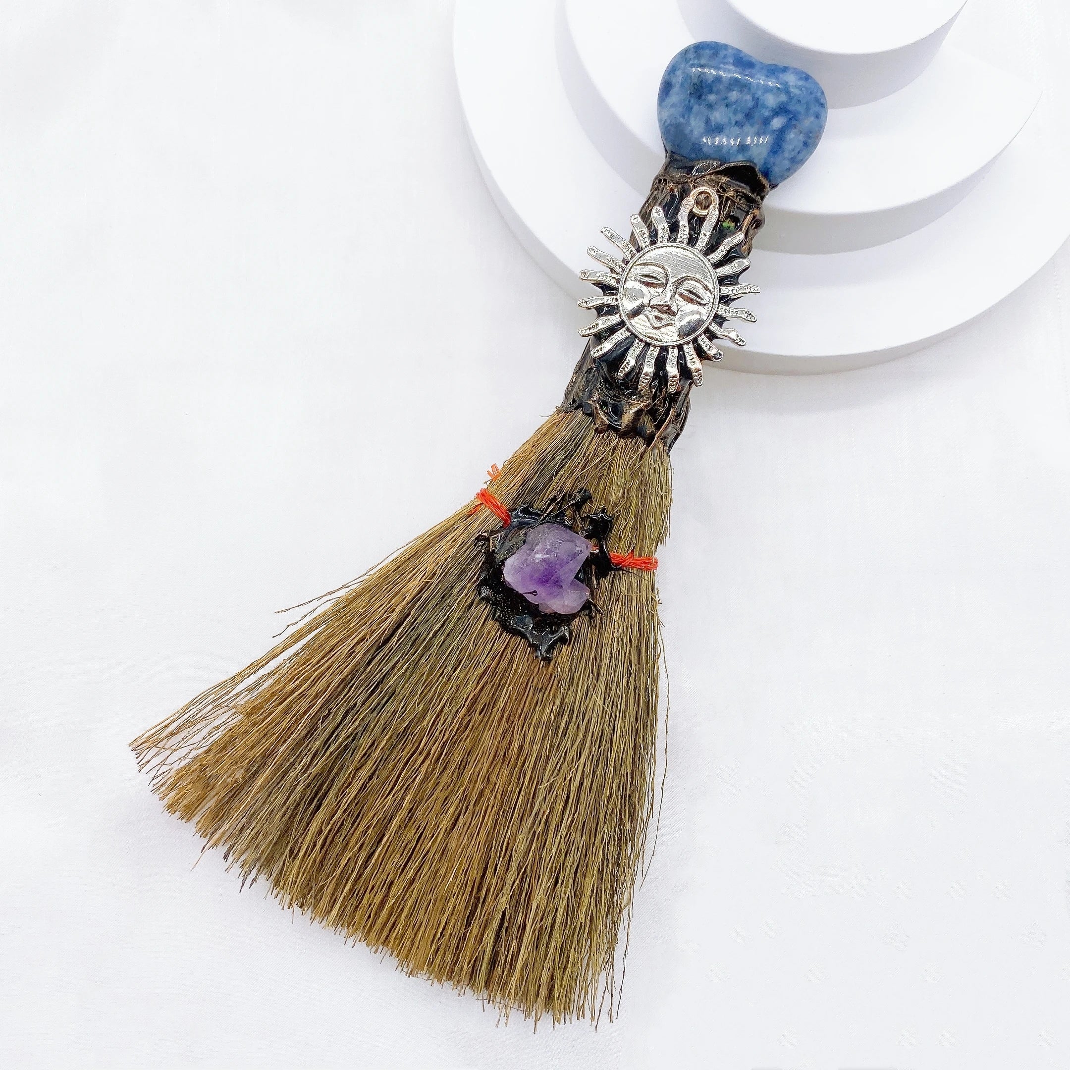 Lit VVitch ~ Natural Amethyst Crystal Quartz Magic Broom. Reiki Healing, Witch Besom, witchcraft tool