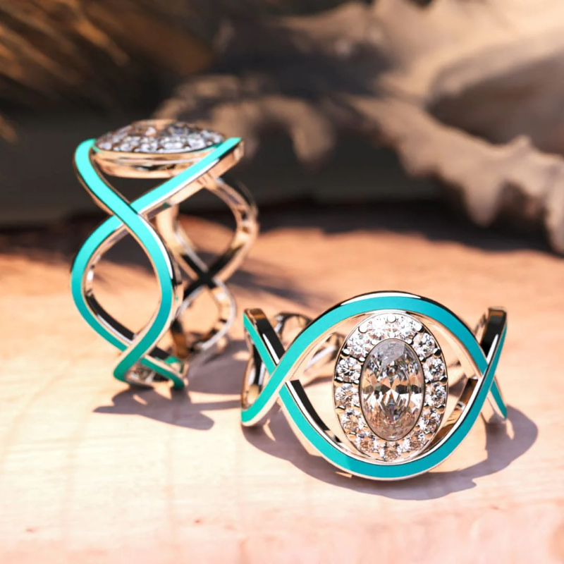 Lit VVitch~ Boho Wave Ring Zirconia Silver color Ring for Women, Witchy Bohemian Jewelry
