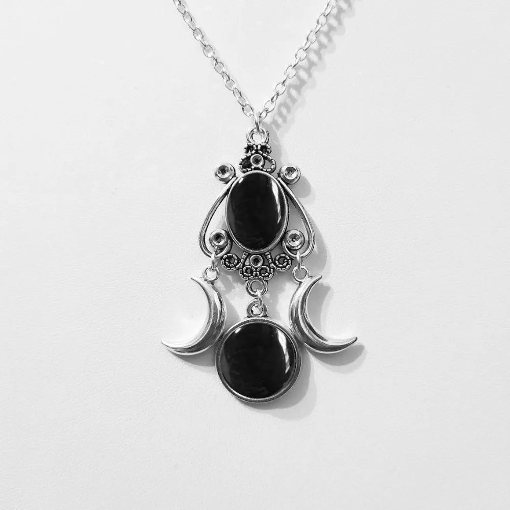 Lit VVitch ~ Triple Moon Goddess Amethyst Pendant Necklace