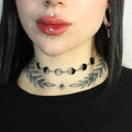Lit VVitch~ Moon Phase Choker Silver Tone Lunar Cycle Necklace Witches/ Wiccan Jewelry