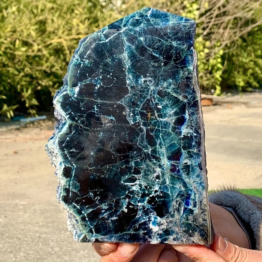 Lit VVitch ~ Crystal Decor, Blue Fluoride Slabs - Bohemian Style Home Decor Stone slabs