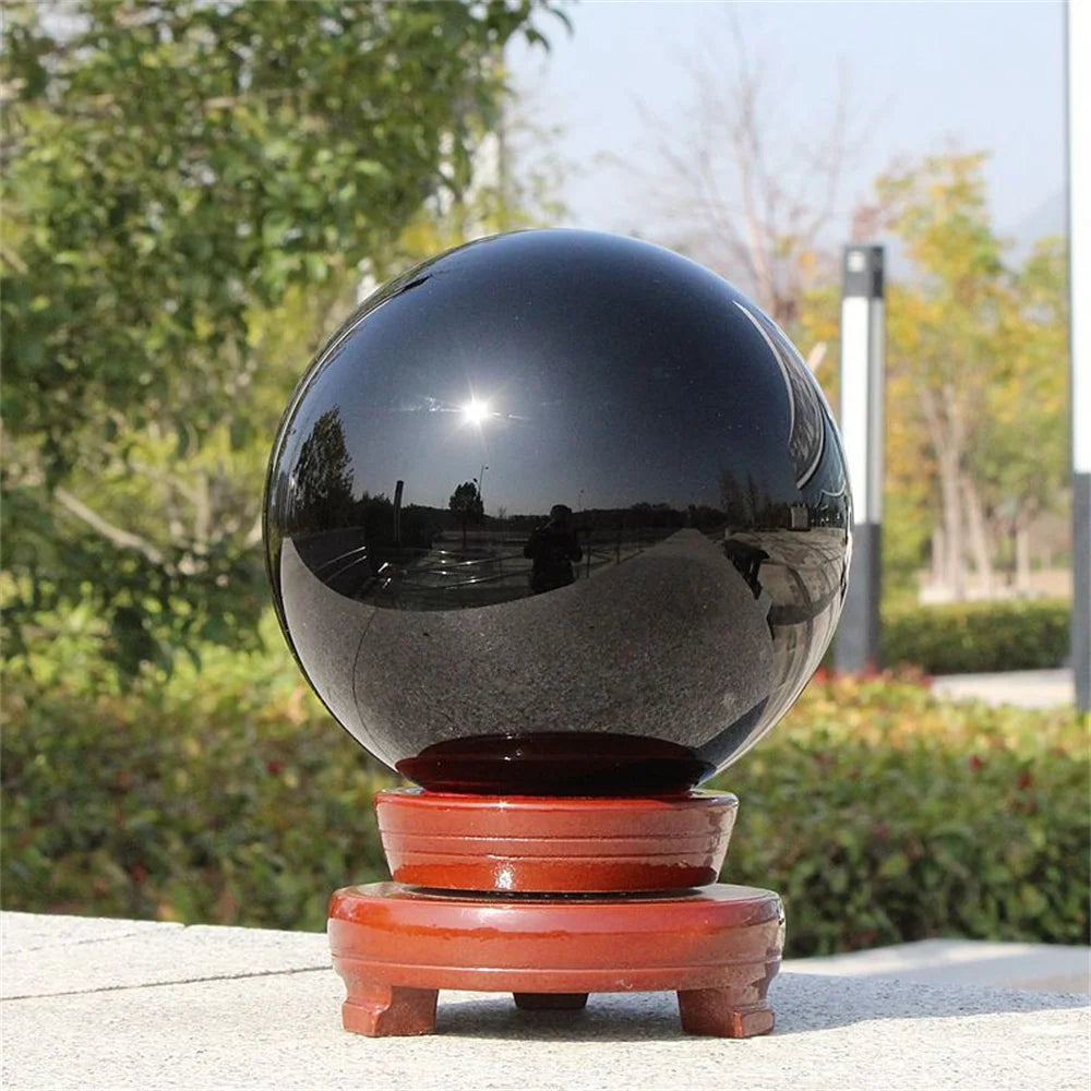 Lit VVitch ~ Crystal Ball, Natural Obsidian, for protection, Home Decor, Crystal Orb Reiki Stone, Without Base