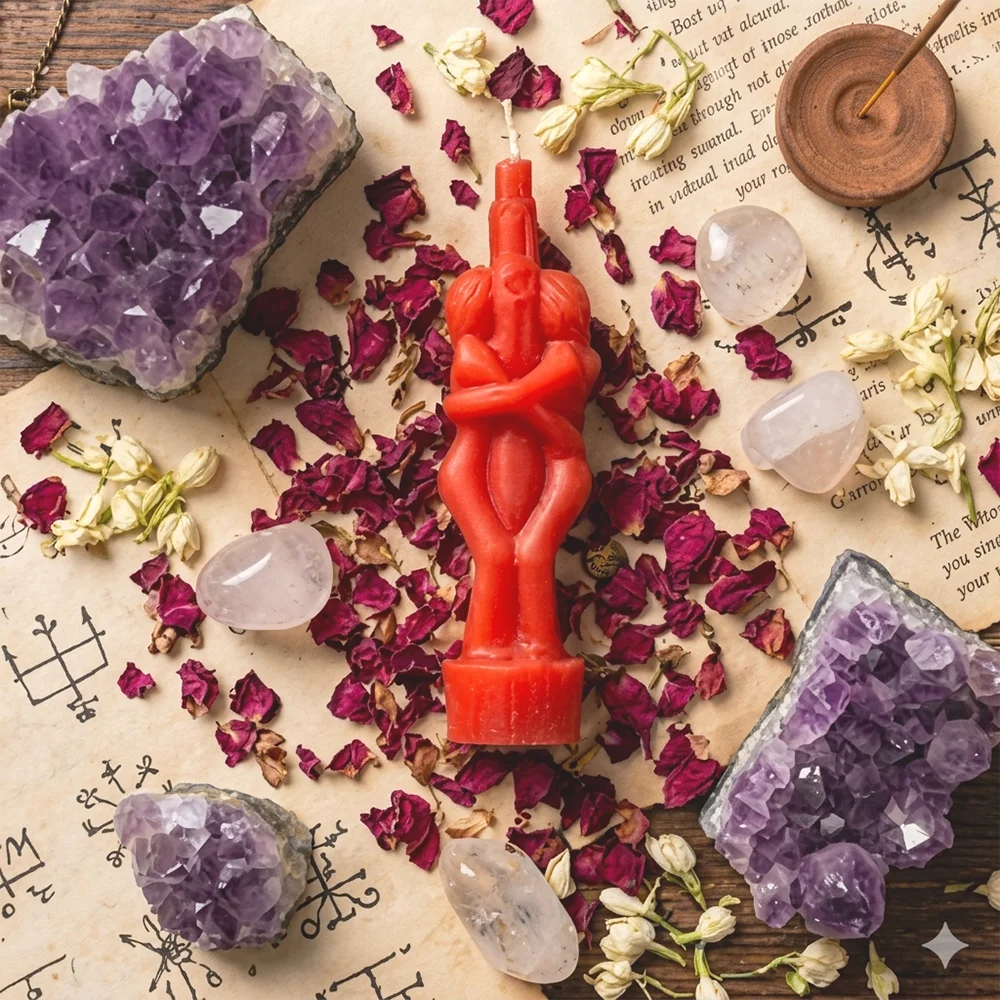Lit VVitch ~ Lovers candle for Witchcraft/ Love spells/ Buddha Ritual/ Esoteric Candles