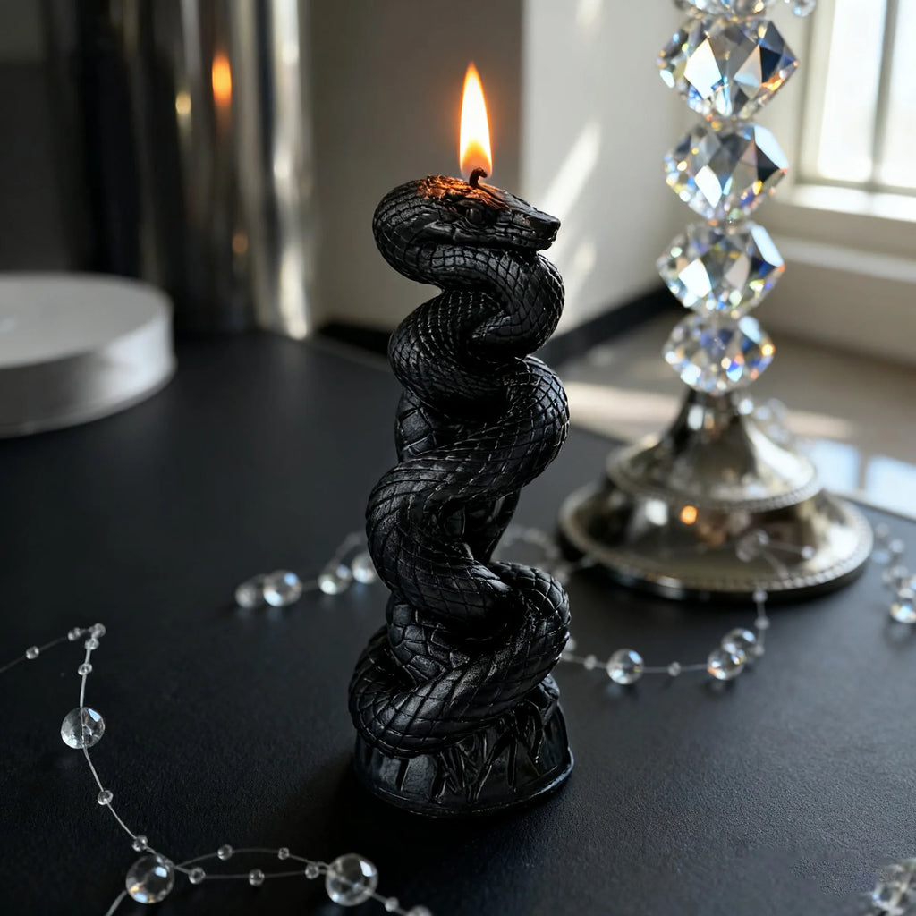 Lit VVitch ~ Serpent Candles, Halloween, All Snakes Day, Deity candle