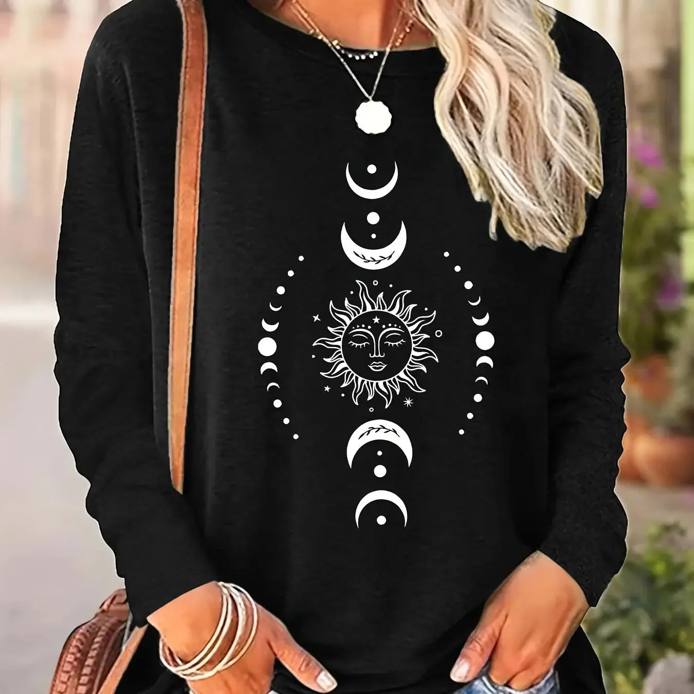 Lit VVitch ~ Witchy Sun/ Moon phase, Lip Print, Long Sleeve