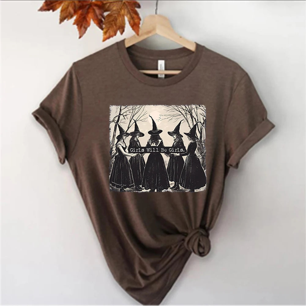 Lit VVitch~ Vintage "Girls Will Be Girls" Witch Shirt/ Halloween Women Vintage Clothes/ Witchy Vibes t-shirts