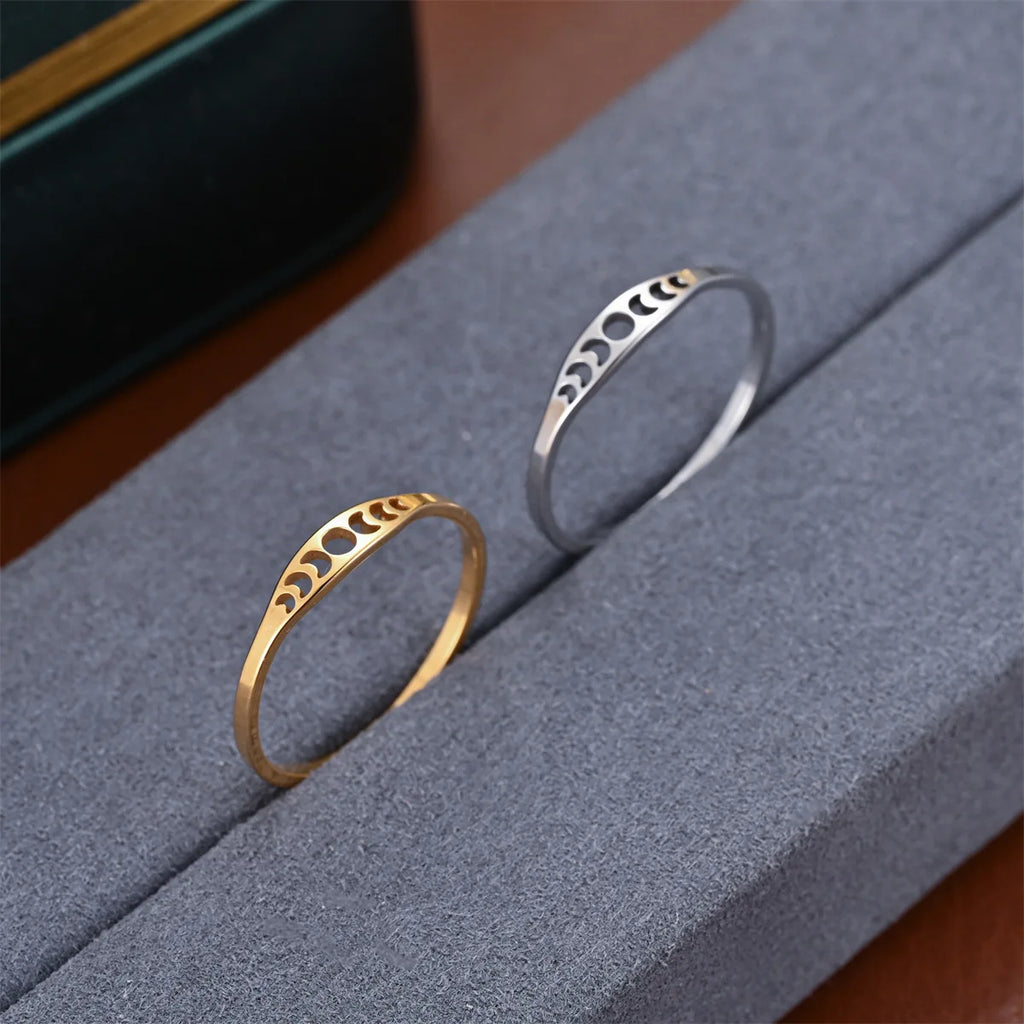 Lit VVitch~ Moon Phase Ring, 316L Stainless Steel, Witchy Boho Jewelry