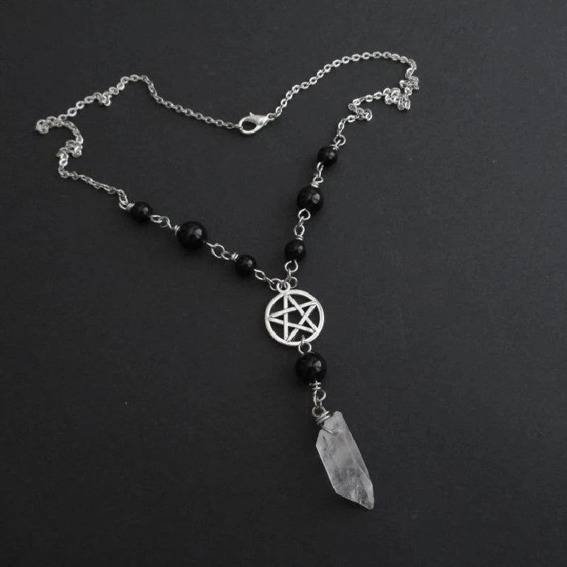 crystal witch pentagram necklace