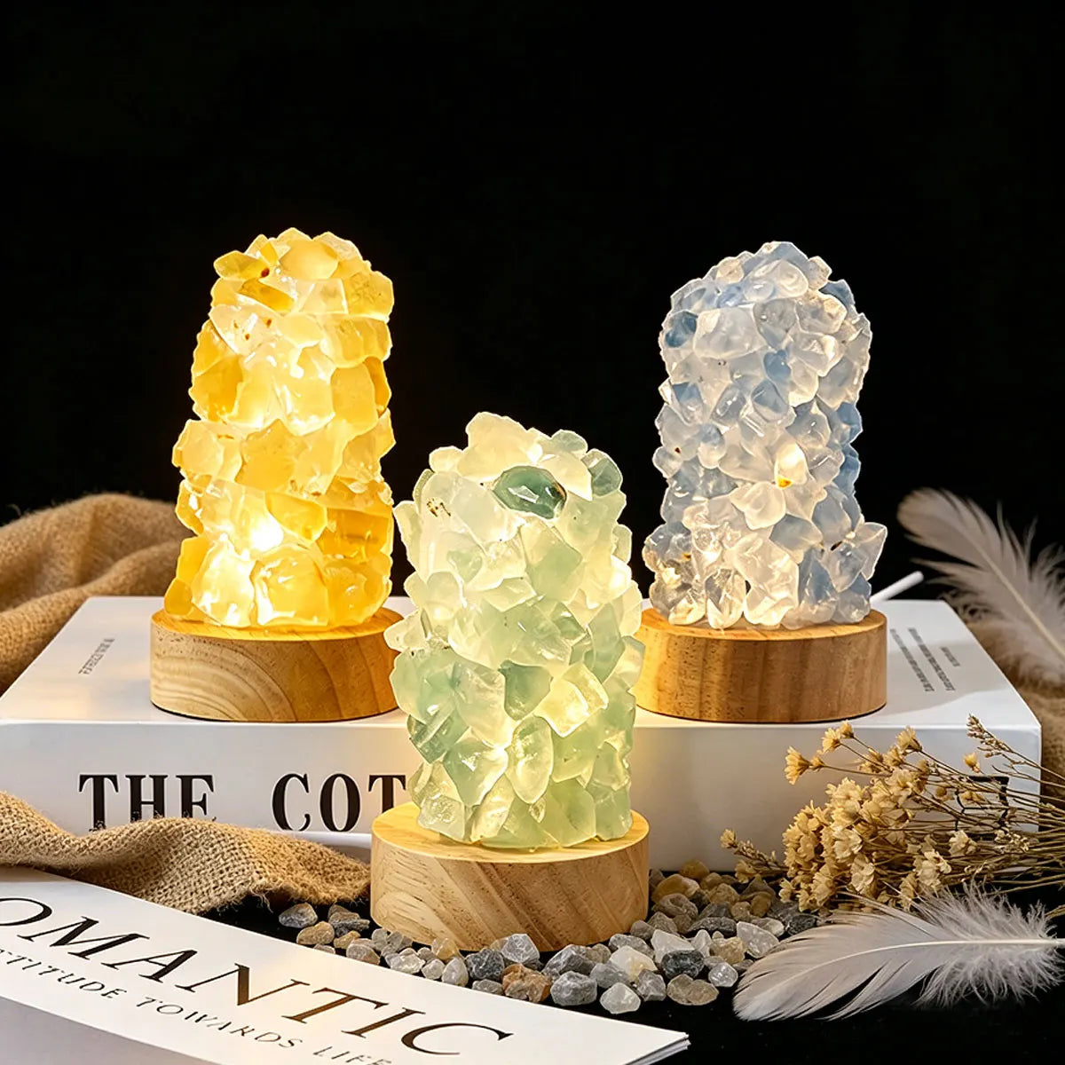 healing crystal night light